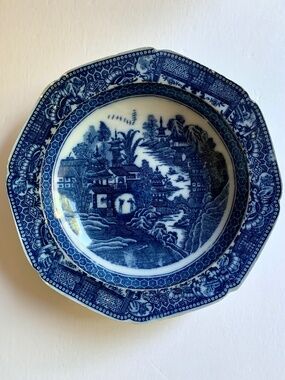 Antique Caughley Blue White Nankin Soup Plate c1775 Georgian Porcelain